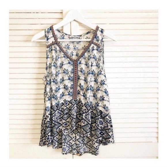 Anthropologie Tops - Anthropologie Blue and White Floral Top